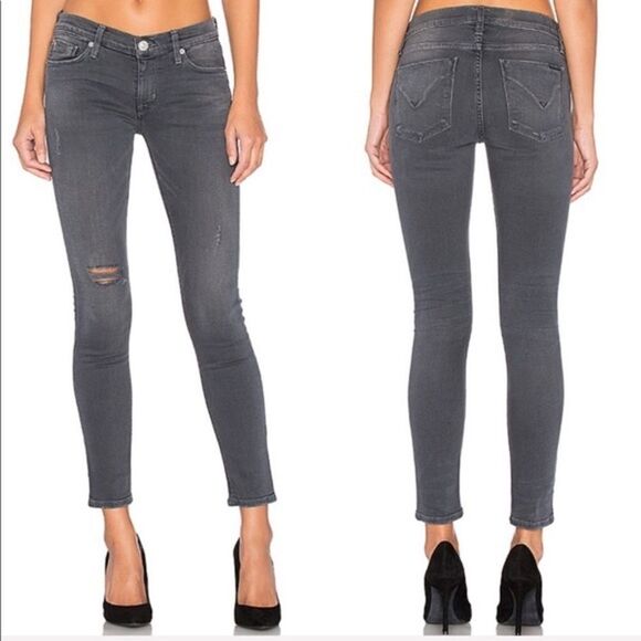Hudson krista super skinny grey distressed ankle cropped jeans - Picture 1 of 8